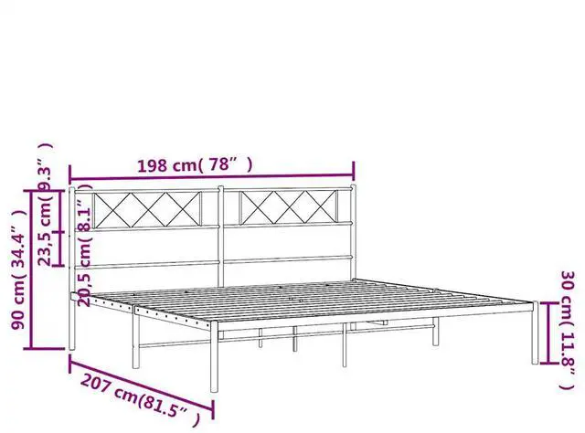Alt view image 4 of 7 - vidaXL 12'' King Metal Bed Frames with Headboard, Platform Bed Frame with Strong Metal Slats Support, Under Bed Storage, Noise Free, Black, without Mattress