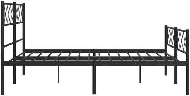 Alt view image 6 of 7 - vidaXL 12'' Metal Full Bed Frames with Headboard and Footboard, Platform Bed Frame with Strong Metal Slats Support, Under Bed Storage, Noise Free, Black, without Mattress