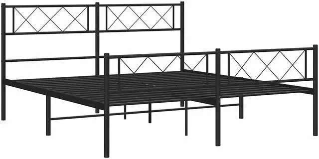 Alt view image 6 of 7 - vidaXL 12'' Metal Queen Bed Frames with Headboard and Footboard, Platform Bed Frame with Strong Metal Slats Support, Under Bed Storage, Noise Free, Black, without Mattress