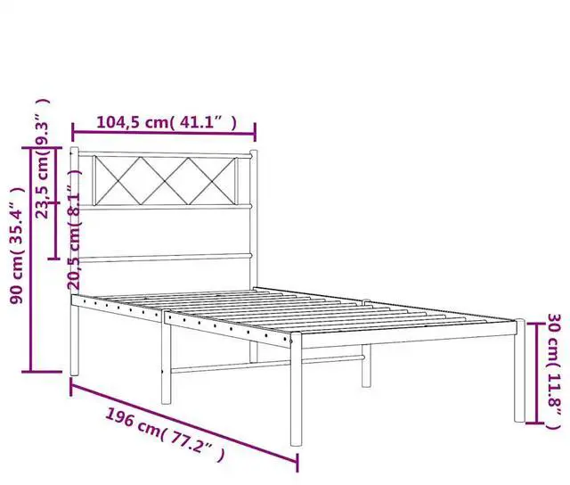 Alt view image 4 of 7 - vidaXL 12'' Twin Metal Bed Frames with Headboard, Platform Bed Frame with Strong Metal Slats Support, Under Bed Storage, Noise Free, White, without Mattress