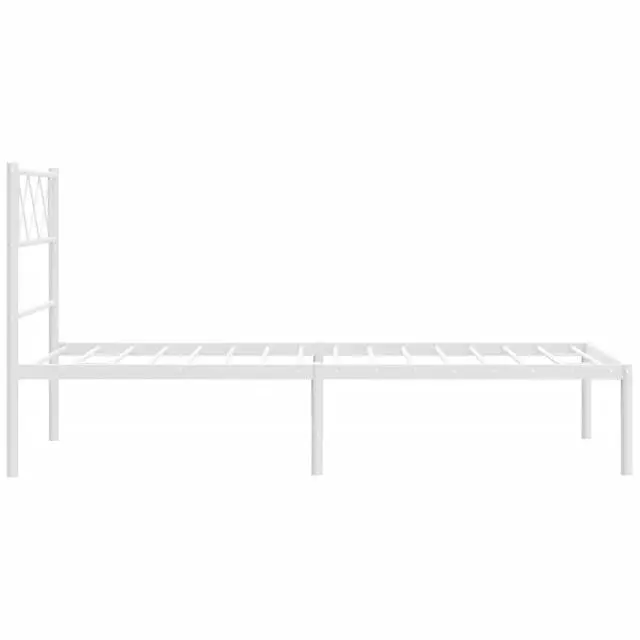 Alt view image 6 of 7 - vidaXL 12'' Twin Metal Bed Frames with Headboard, Platform Bed Frame with Strong Metal Slats Support, Under Bed Storage, Noise Free, White, without Mattress