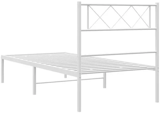 Alt view image 7 of 7 - vidaXL 12'' Twin Metal Bed Frames with Headboard, Platform Bed Frame with Strong Metal Slats Support, Under Bed Storage, Noise Free, White, without Mattress
