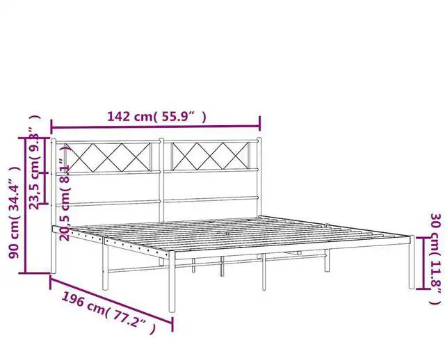 Alt view image 4 of 7 - vidaXL 12'' Metal Full Bed Frames with Headboard, Platform Bed Frame with Strong Metal Slats Support, Under Bed Storage, Noise Free, White, without Mattress