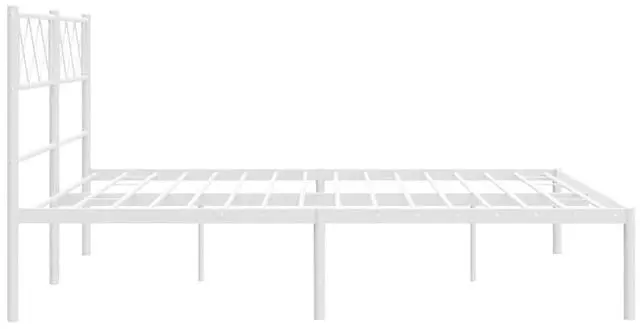 Alt view image 7 of 7 - vidaXL 12'' Metal Full Bed Frames with Headboard, Platform Bed Frame with Strong Metal Slats Support, Under Bed Storage, Noise Free, White, without Mattress