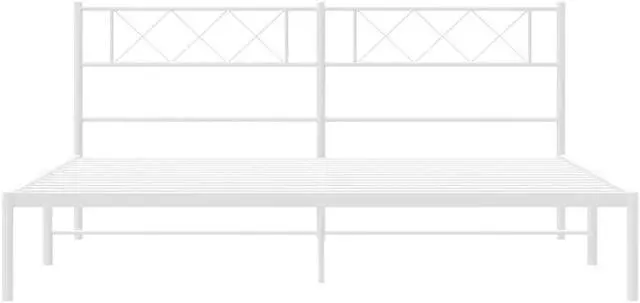 Alt view image 6 of 7 - vidaXL 12'' California King Metal Bed Frames with Headboard, Platform Bed Frame with Strong Metal Slats Support, Under Bed Storage, Noise Free, White, without Mattress