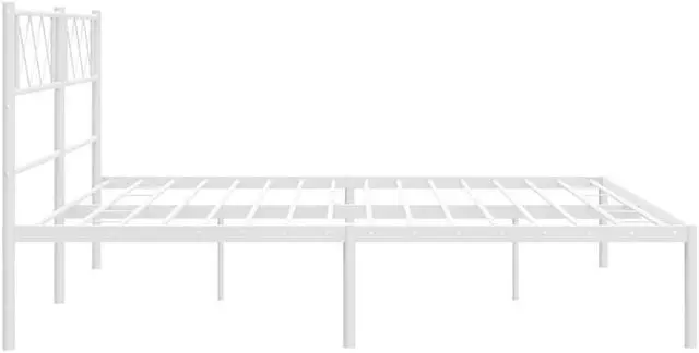 Alt view image 7 of 7 - vidaXL 12'' California King Metal Bed Frames with Headboard, Platform Bed Frame with Strong Metal Slats Support, Under Bed Storage, Noise Free, White, without Mattress