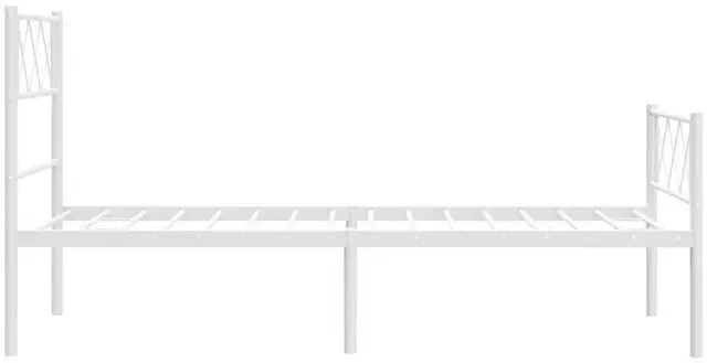 Alt view image 6 of 7 - vidaXL 12'' Metal Twin XL Bed Frames with Headboard and Footboard, Platform Bed Frame with Strong Metal Slats Support, Under Bed Storage, Noise Free, White, without Mattress