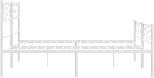 Alt view image 7 of 7 - vidaXL 12'' Metal Queen Bed Frames with Headboard and Footboard, Platform Bed Frame with Strong Metal Slats Support, Under Bed Storage, Noise Free, White, without Mattress