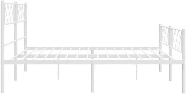 Alt view image 7 of 7 - vidaXL 12'' King Metal Bed Frames with Headboard and Footboard, Platform Bed Frame with Strong Metal Slats Support, Under Bed Storage, Noise Free, White, without Mattress