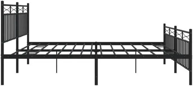 Alt view image 6 of 7 - vidaXL 11'' King Metal Bed Frames with Headboard, Platform Bed Frame with Strong Metal Slats Support, Under Bed Storage, Noise Free, Black, without Mattress