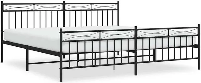 Alt view image 2 of 7 - vidaXL 11'' King Metal Bed Frames with Headboard, Platform Bed Frame with Strong Metal Slats Support, Under Bed Storage, Noise Free, Black, without Mattress