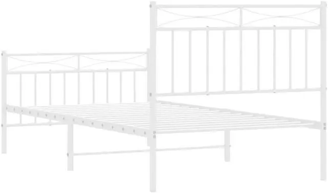 Alt view image 7 of 7 - vidaXL 11'' Twin Metal Bed Frames with Headboard and Footboard, Platform Bed Frame with Strong Metal Slats Support, Under Bed Storage, Noise Free, White, without Mattress
