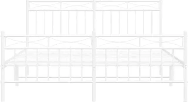 Alt view image 6 of 7 - vidaXL 11'' Metal Queen Bed Frames with Headboard and Footboard, Platform Bed Frame with Strong Metal Slats Support, Under Bed Storage, Noise Free, White, without Mattress