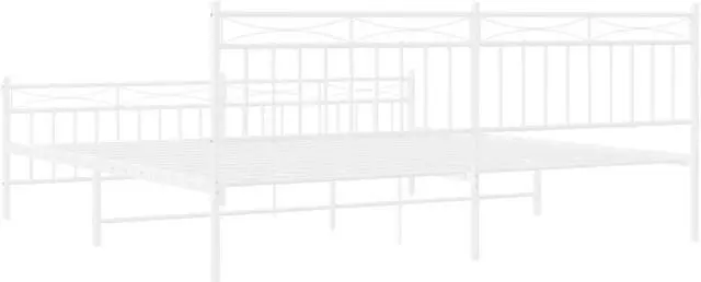 Alt view image 7 of 7 - vidaXL 11'' King Metal Bed Frames with Headboard  and Footboard, Platform Bed Frame with Strong Metal Slats Support, Under Bed Storage, Noise Free, White, without Mattress
