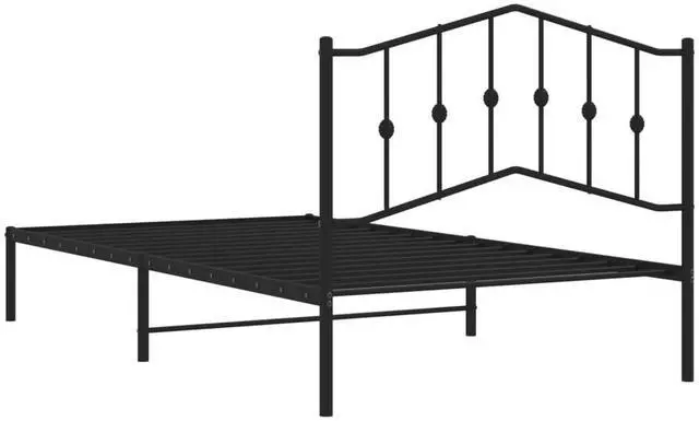 Alt view image 7 of 7 - vidaXL Twin XL Metal Bed Frame with Headboard and Stable Slats, Under Bed Storage Space, Sturdy Steel Construction and Easy Assembly, Minimalist Style, Black, 12'' High, without Mattress