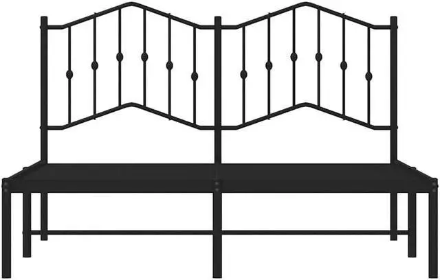 Alt view image 6 of 7 - vidaXL Queen Metal Bed Frame with Headboard and Stable Slats, Under Bed Storage Space, Sturdy Steel Construction and Easy Assembly, Minimalist Style, Black, 12'' High, without Mattress