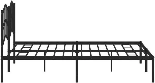 Alt view image 6 of 7 - vidaXL California King Metal Bed Frame with Headboard and Stable Slats, Under Bed Storage Space, Sturdy Steel Construction and Easy Assembly, Minimalist Style, Black, 12'' High, without Mattress