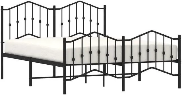 Alt view image 3 of 7 - vidaXL Full Metal Bed Frame with Headboard and Footboard, Under Bed Storage Space, Sturdy Steel Construction and Easy Assembly, Minimalist Style, Black, 12'' High, without Mattress