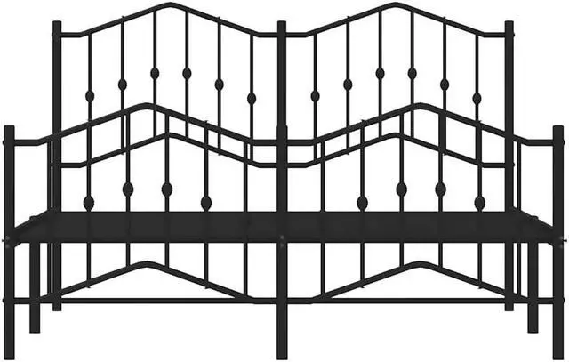 Alt view image 6 of 7 - vidaXL Full Metal Bed Frame with Headboard and Footboard, Under Bed Storage Space, Sturdy Steel Construction and Easy Assembly, Minimalist Style, Black, 12'' High, without Mattress