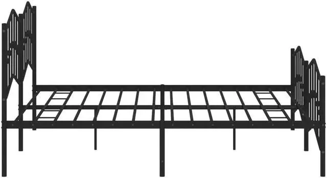 Alt view image 6 of 7 - vidaXL King Metal Bed Frame with Headboard and Footboard, Under Bed Storage Space, Sturdy Steel Construction and Easy Assembly, Minimalist Style, Black, 12'' High, without Mattress