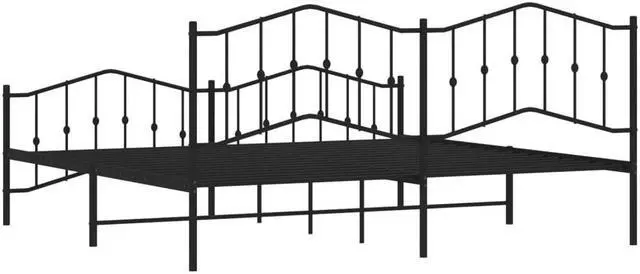 Alt view image 7 of 7 - vidaXL King Metal Bed Frame with Headboard and Footboard, Under Bed Storage Space, Sturdy Steel Construction and Easy Assembly, Minimalist Style, Black, 12'' High, without Mattress
