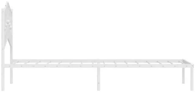 Alt view image 7 of 7 - vidaXL Twin Metal Bed Frame with Headboard and Stable Slats, Under Bed Storage Space, Sturdy Steel Construction and Easy Assembly, Minimalist Style, White, 12'' High, without Mattress