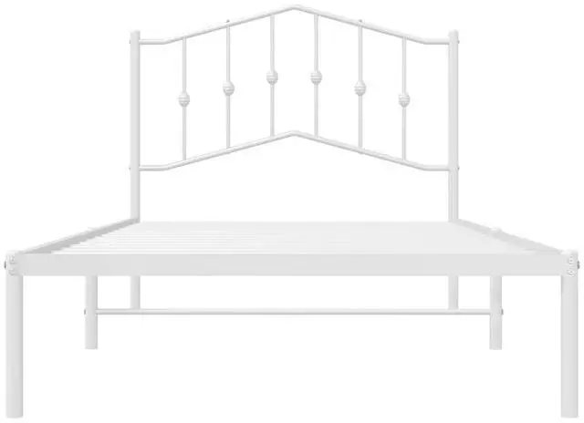 Alt view image 6 of 7 - vidaXL Twin Metal Bed Frame with Headboard and Stable Slats, Under Bed Storage Space, Sturdy Steel Construction and Easy Assembly, Minimalist Style, White, 12'' High, without Mattress