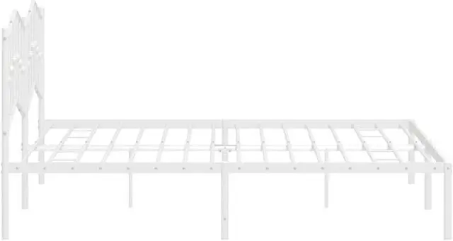Alt view image 6 of 7 - vidaXL California King Metal Bed Frame with Headboard and Stable Slats, Under Bed Storage Space, Sturdy Steel Construction and Easy Assembly, Minimalist Style, White, 12'' High, without Mattress