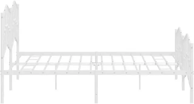 Alt view image 7 of 7 - vidaXL Califonia King Metal Bed Frame with Headboard and Footboard, Under Bed Storage Space, Sturdy Steel Construction and Easy Assembly, Minimalist Style, White, 12'' High, without Mattress