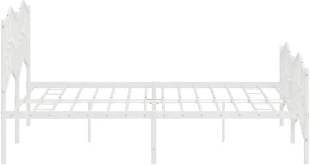 Alt view image 6 of 7 - vidaXL Califonia King Metal Bed Frame with Headboard and Footboard, Under Bed Storage Space, Sturdy Steel Construction and Easy Assembly, Minimalist Style, White, 12'' High, without Mattress