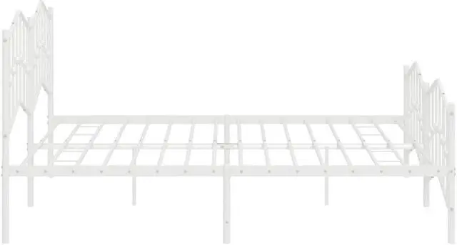 Alt view image 6 of 7 - vidaXL King Metal Bed Frame with Headboard and Footboard, Under Bed Storage Space, Sturdy Steel Construction and Easy Assembly, Minimalist Style, White, 12'' High, without Mattress