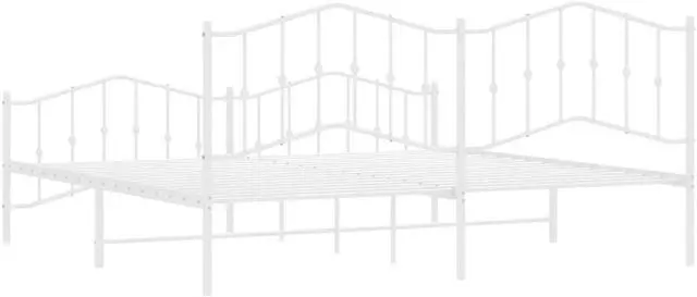 Alt view image 7 of 7 - vidaXL King Metal Bed Frame with Headboard and Footboard, Under Bed Storage Space, Sturdy Steel Construction and Easy Assembly, Minimalist Style, White, 12'' High, without Mattress