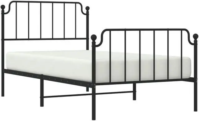 Alt view image 3 of 7 - vidaXL Twin Metal Bed Frame with Headboard and Footboard, Under Bed Storage Space, Sturdy Steel Construction and Easy Assembly, Minimalist Style, Black, 12'' High, without Mattress