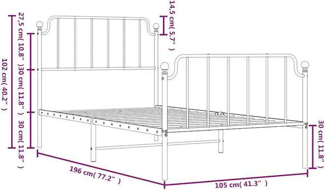 Alt view image 4 of 7 - vidaXL Twin Metal Bed Frame with Headboard and Footboard, Under Bed Storage Space, Sturdy Steel Construction and Easy Assembly, Minimalist Style, Black, 12'' High, without Mattress