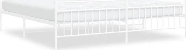 Alt view image 2 of 7 - vidaXL 11'' King Metal Bed Frames with Headboard  and Footboard, Platform Bed Frame with Strong Metal Slats Support, Under Bed Storage, Noise Free, White, without Mattress