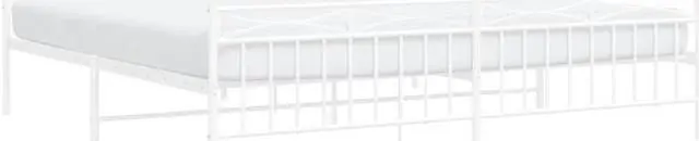 Alt view image 3 of 7 - vidaXL 11'' King Metal Bed Frames with Headboard  and Footboard, Platform Bed Frame with Strong Metal Slats Support, Under Bed Storage, Noise Free, White, without Mattress