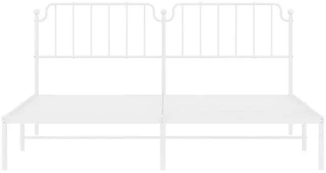 Alt view image 6 of 7 - vidaXL King Metal Bed Frame with Headboard and Stable Slats, Under Bed Storage Space, Sturdy Steel Construction and Easy Assembly, Minimalist Style, White, 12'' High, without Mattress