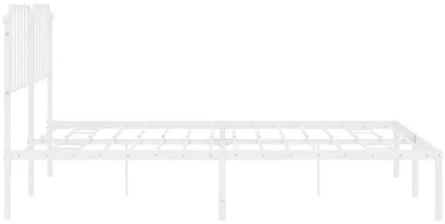 Alt view image 7 of 7 - vidaXL King Metal Bed Frame with Headboard and Stable Slats, Under Bed Storage Space, Sturdy Steel Construction and Easy Assembly, Minimalist Style, White, 12'' High, without Mattress