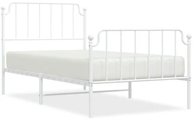 Alt view image 2 of 7 - vidaXL Twin Metal Bed Frame with Headboard and Footboard, Under Bed Storage Space, Sturdy Steel Construction and Easy Assembly, Minimalist Style, White, 12'' High, without Mattress