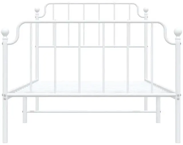 Alt view image 6 of 7 - vidaXL Twin Metal Bed Frame with Headboard and Footboard, Under Bed Storage Space, Sturdy Steel Construction and Easy Assembly, Minimalist Style, White, 12'' High, without Mattress