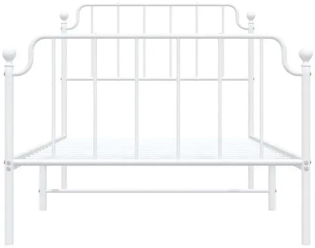 Alt view image 6 of 7 - vidaXL Twin XL Metal Bed Frame with Headboard and Footboard, Under Bed Storage Space, Sturdy Steel Construction and Easy Assembly, Minimalist Style, White, 12'' High, without Mattress