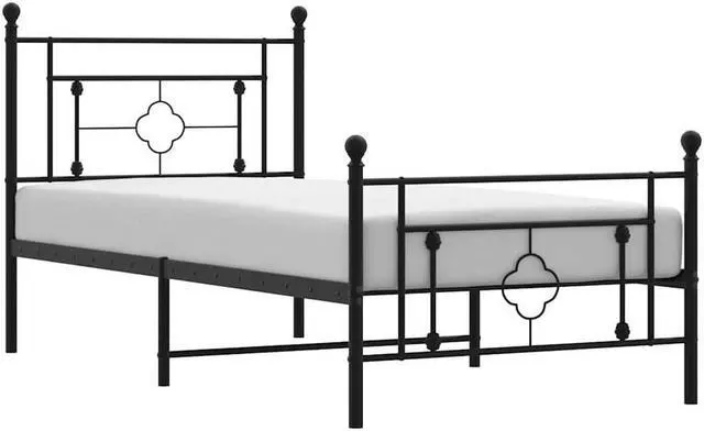 Alt view image 2 of 7 - vidaXL 10'' Twin XL Metal Bed Frames with Headboard and Footboard, Platform Bed Frame with Strong Metal Slats Support, Under Bed Storage, Noise Free, Black, without Mattress