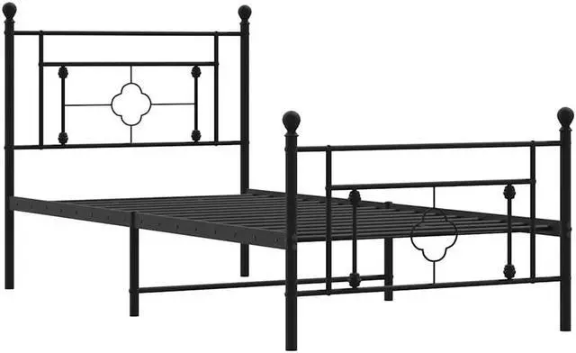 Alt view image 3 of 7 - vidaXL 10'' Twin XL Metal Bed Frames with Headboard and Footboard, Platform Bed Frame with Strong Metal Slats Support, Under Bed Storage, Noise Free, Black, without Mattress