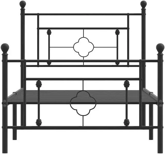 Alt view image 6 of 7 - vidaXL 10'' Twin XL Metal Bed Frames with Headboard and Footboard, Platform Bed Frame with Strong Metal Slats Support, Under Bed Storage, Noise Free, Black, without Mattress