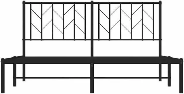 Alt view image 6 of 7 - vidaXL 12' Metal Queen Bed Frames with Headboard, Platform Bed Frame with Strong Metal Slats Support, Under Bed Storage, Noise Free, Black, without Mattress