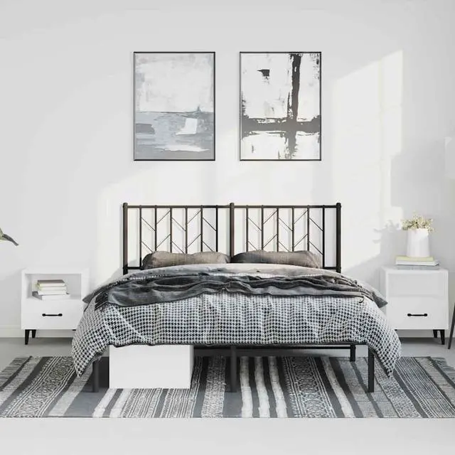 Alt view image 3 of 7 - vidaXL 12' Metal Queen Bed Frames with Headboard, Platform Bed Frame with Strong Metal Slats Support, Under Bed Storage, Noise Free, Black, without Mattress