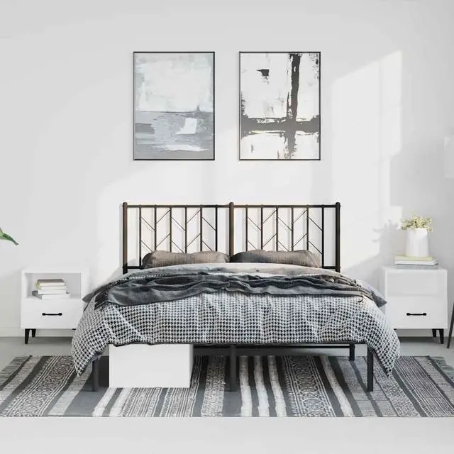 Alt view image 3 of 7 - vidaXL 12'' King Metal Bed Frames with Headboard, Platform Bed Frame with Strong Metal Slats Support, Under Bed Storage, Noise Free, Black, without Mattress