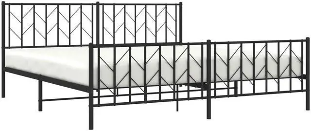 Alt view image 3 of 7 - vidaXL 12'' King Metal Bed Frames with Headboard  and Footboard, Platform Bed Frame with Strong Metal Slats Support, Under Bed Storage, Noise Free, Black, without Mattress