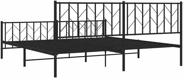 Alt view image 7 of 7 - vidaXL 12'' King Metal Bed Frames with Headboard  and Footboard, Platform Bed Frame with Strong Metal Slats Support, Under Bed Storage, Noise Free, Black, without Mattress