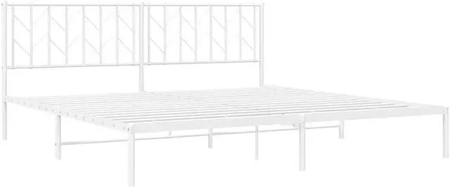 Alt view image 3 of 7 - vidaXL 12'' King Metal Bed Frames with Headboard, Platform Bed Frame with Strong Metal Slats Support, Under Bed Storage, Noise Free, White, without Mattress